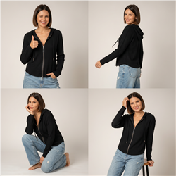 Mujer campera hilo morley capucha - CAL