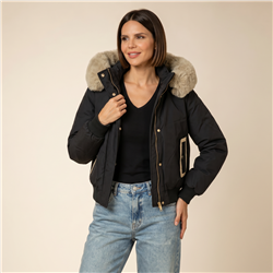 Mujer campera gabardina cuello piel desmontable - CAL