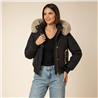Mujer campera gabardina cuello piel desmontable - CAL