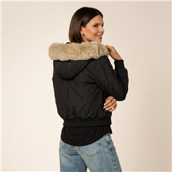 Mujer campera gabardina cuello piel desmontable - CAL