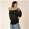 Mujer campera gabardina cuello piel desmontable - CAL