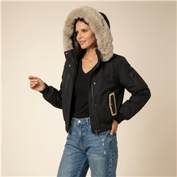 Mujer campera gabardina cuello piel desmontable - CAL