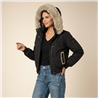 Mujer campera gabardina cuello piel desmontable - CAL