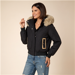 Mujer campera gabardina cuello piel desmontable - CAL