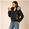 Mujer campera gabardina cuello piel desmontable - CAL
