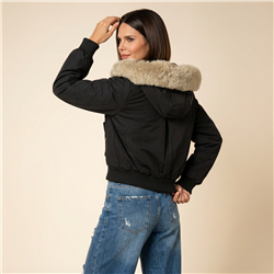 Mujer campera gabardina cuello piel desmontable - CAL