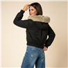 Mujer campera gabardina cuello piel desmontable - CAL