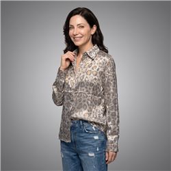 Mujer camisa seda print laminada - FRA