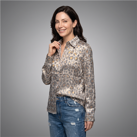 Mujer camisa seda print laminada - FRA
