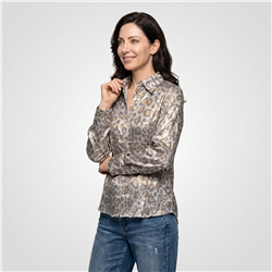 Mujer camisa seda print laminada - FRA