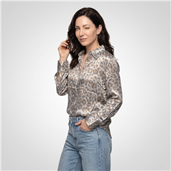 Mujer camisa seda print laminada - FRA