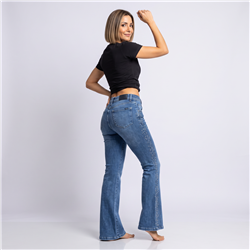 Mujer pantalon jean oxford elastizado laterales cintura brillos - EM