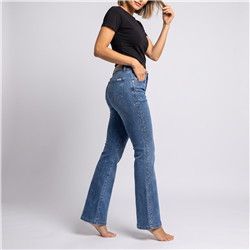 Mujer pantalon jean oxford elastizado laterales cintura brillos - EM