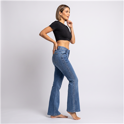 Mujer pantalon jean oxford elastizado laterales cintura brillos - EM