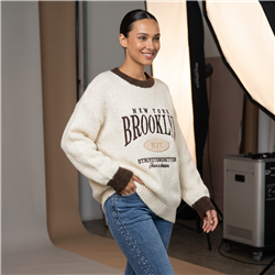 Mujer sweater tejido oversize bordado BROOKLYN - EM