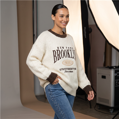 Mujer sweater tejido oversize bordado BROOKLYN - EM