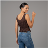 Mujer remera top tull frente cordones - W