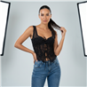 Mujer remera top tull frente cordones - W