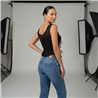 Mujer remera top tull frente cordones - W