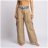 Mujer pantalon gabardina cargo cintura jean - OG