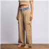 Mujer pantalon gabardina cargo cintura jean - OG