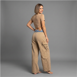 Mujer pantalon gabardina cargo cintura jean - OG