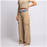 Mujer pantalon gabardina cargo cintura jean - OG