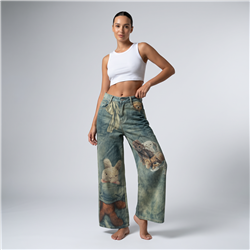 Mujer pantalon jean wide leg estampa OSITOS - OG