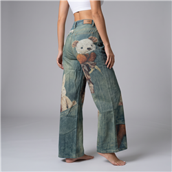 Mujer pantalon jean wide leg estampa OSITOS - OG
