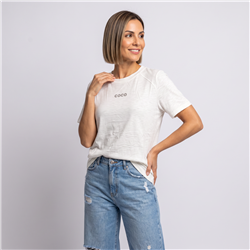 Mujer remera algodon frente brillo COCO - OG