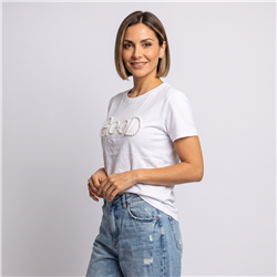 Mujer remera algodon frente tachas perlas GOOD - OG
