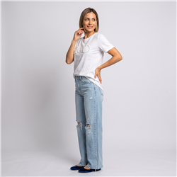 Mujer remera algodon frente tachas perlas GOOD - OG