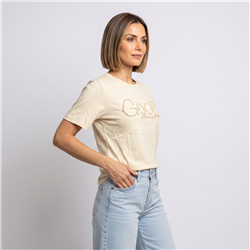 Mujer remera algodon frente tachas perlas GOOD - OG