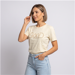 Mujer remera algodon frente tachas perlas GOOD - OG