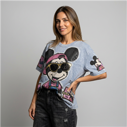 Mujer remeron algodon batic estampa mickey anteojos lentejuelas - OG