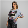 Mujer remeron algodon batic estampa mickey anteojos lentejuelas - OG
