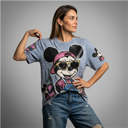 Mujer remeron algodon batic estampa mickey anteojos lentejuelas - OG