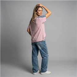 Mujer remeron algodon batic combinado jean lentejuelas SNOOPY - OG