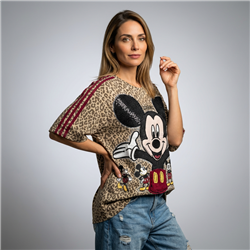 Mujer remeron algodon print estampa mickey oreja strass - OG