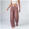 Mujer pantalon jean baggy brillos cinturon strass - OG