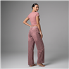 Mujer pantalon jean baggy brillos cinturon strass - OG