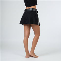 Mujer pollera gabardina frente tachas cinto - W