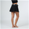 Mujer pollera gabardina frente tachas cinto - W
