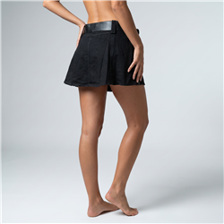 Mujer pollera gabardina frente tachas cinto - W