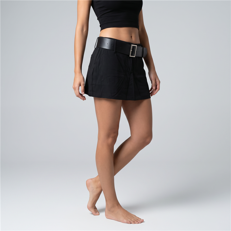 Mujer pollera creep tiro corto cinto - W