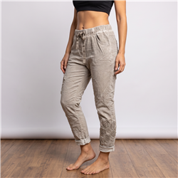 Mujer babucha bengalina elastizada parches flores linea italiana - IB