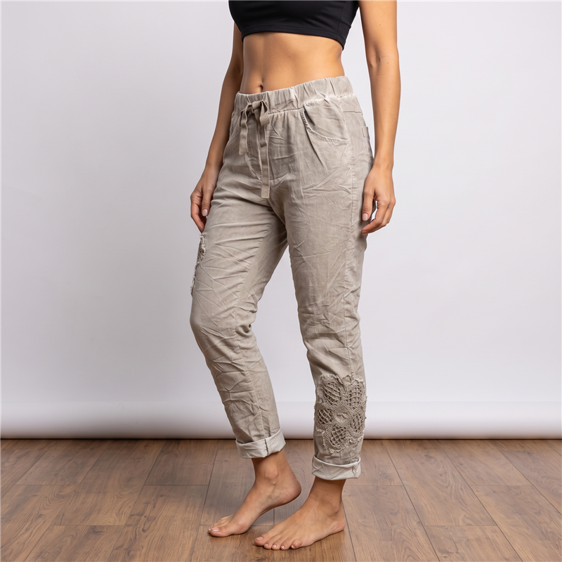 Mujer babucha bengalina elastizada parches flores linea italiana - IB