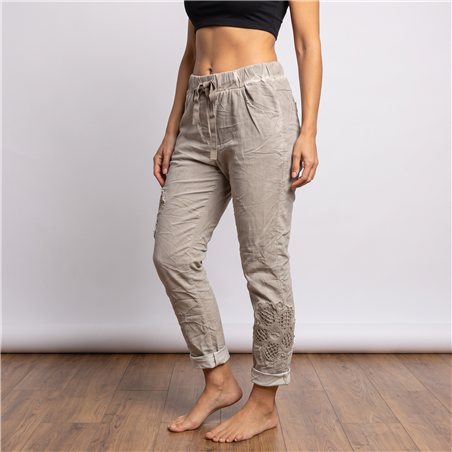 Mujer babucha bengalina elastizada parches flores linea italiana - IB