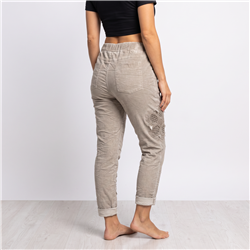 Mujer babucha bengalina elastizada parches flores linea italiana - IB