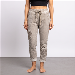 Mujer babucha bengalina elastizada parches flores linea italiana - IB